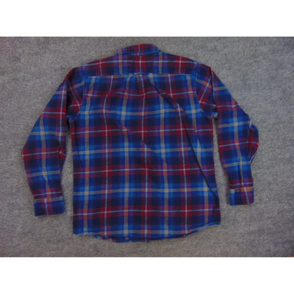 Blake Shelton Lands' End Flannel Shirt Mens Med Red Blue Plaid Long Sleeve - Picture 2 of 8